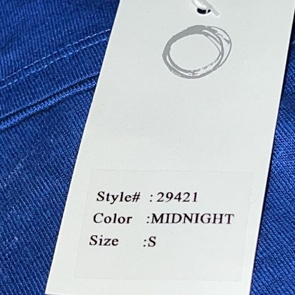 NWT Habitat Linen V Neck Cobalt Blue Button Detail Boxy Tee Womens Sz S/M - Picture 4 of 6